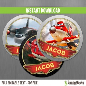 Planes Fire and Rescue Birthday Labels